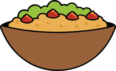 A Bowl of Delicious Guacamole with Tomato Toppings and Green Garnish