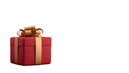 3D rendered red gift box with gold ribbon