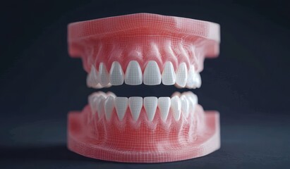 Obraz premium Realistic 3D Model of Human Teeth in Open Mouth with Detail