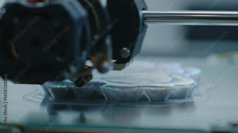 Aufkleber close-up of a 3d printer producing a new object in a laboratory