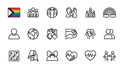 Collection of icons representing community, support, and social issues.