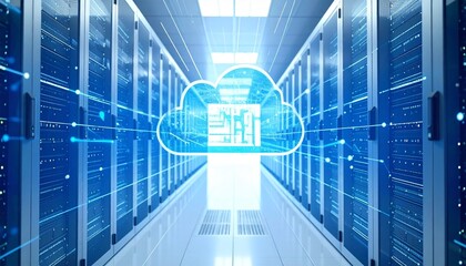 Cloud computing visualisation in modern data processing server room