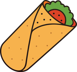 Deliciously Wrapped Burrito with Fresh Ingredients, Vector Illustration
