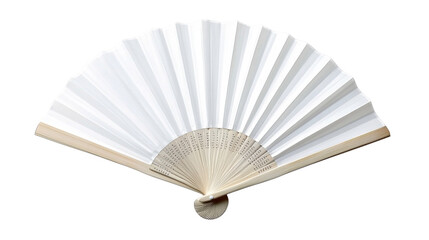 White Chinese folding fan. isolated on transparent background.