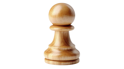 Wooden pawn chess piece . isolated on transparent background.