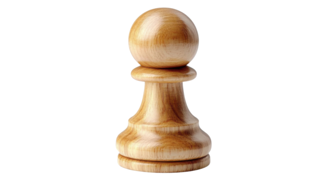 Wooden pawn chess piece . isolated on transparent background.