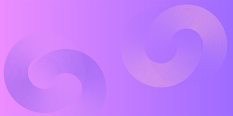 Abstract circle lines on pink and purple background. Geometric stripe line art design for poster, brochure, cover, website, header, web banner, presentation.