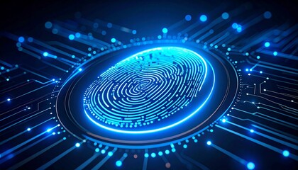 Futuristic digital fingerprint design with glowing circuit patterns