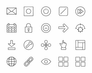 Collection of simple outline icons for web and app design