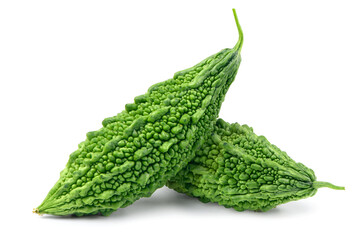 Fresh bitter gourd isolated on white.