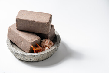 Traditional Indonesian Shrimp Paste Terasi on Mortal Stone