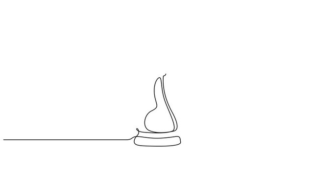 Self drawing animation of single line draw chess bishop line animation. Full length one line animation