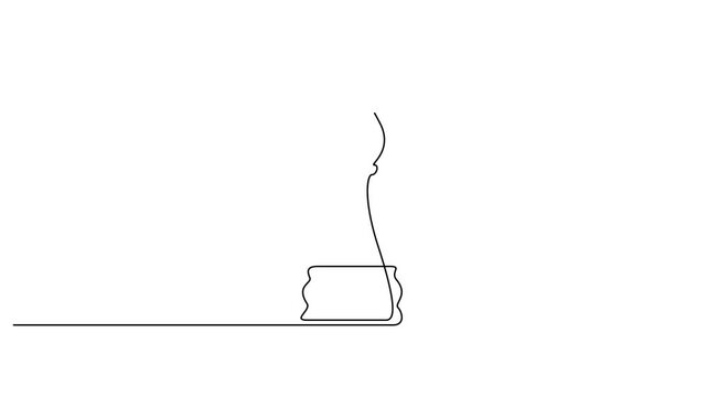 Self drawing animation of single line draw chess bishop line animation. Full length one line animation