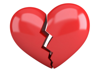  Floating 3D Broken Heart Emoji with Gloss Effect and Shadow, PNG 