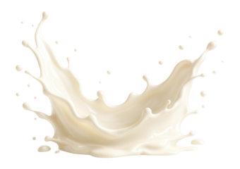 Creamy vanilla milk splash with elegant curves and scattered droplets.