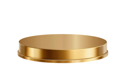 Round gold podium on transparent background.