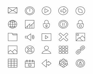 Collection of modern outline icons for web and mobile applications