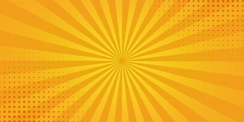 orange sun rays background design template. comic vector background.