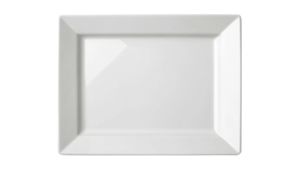 Empty white square plate isolated on a transparent background.