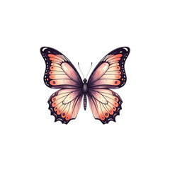 Delicate Butterfly Displaying Vibrant Colors in a Tranquil Natural Environment - Illustration