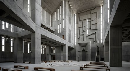 Inside a Modern Concrete Church with Striking Architectural Design