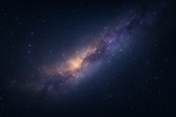 Fototapeta premium A serene astrophotograph of a glowing nebula stretching across a star-filled sky, blending soft hues of gold, purple, and blue. Created with AI for modern, majestic appeal.