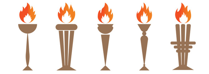 Fire icon collection. Fire flame symbol. Bonfire silhouette logotype. Flame icons set. fire flame icon vector design.