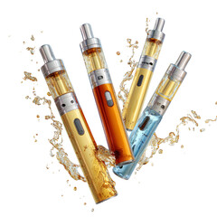 A row of vape pens with different colors and flavors