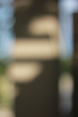 A dreamy view of a tall apartment building.