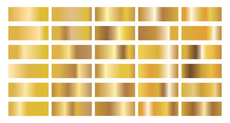 Color Palette collection of golden gradients. Golden background texture. Mega collection golden gradient materials. EPS10.