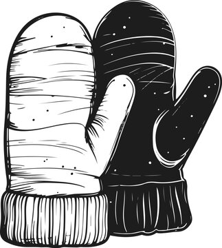 black and white mittens sketch clip art preview