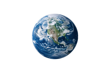 Fototapeta premium Planet Earth showing North America with visible weather patterns and continental details clearly, isolated on a transparent background