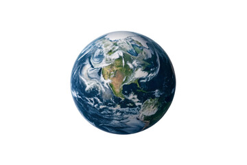 Fototapeta premium Earth view displaying North America and parts of South America with atmospheric clouds, isolated on a transparent background