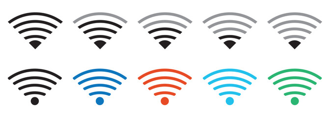 Wifi icon set. Wireless internet connection symbol. Network signal strength indicator. outline icon for apps and website.