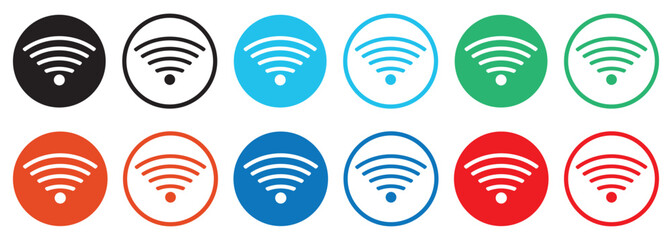 Free wifi zone icon set. Network wifi business concept. free wifi sign, wi fi zone door sticker.