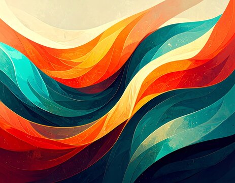 Dynamic spectrum of wavy ribbons creating a vibrant and fluid abstract texture full of color
