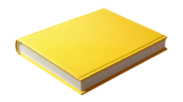 Blank yellow book on transparent background.
