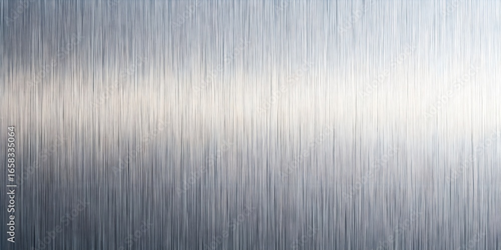 Poster brushed metal texture with vertical lines and a bright central reflection, creating a sleek and mode