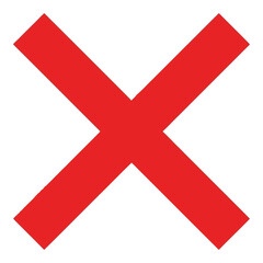 Fototapeta premium Bold red x mark symbol on a clean white background