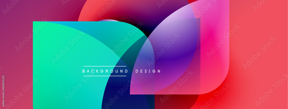 Poster abstract colorful shapes overlap. gradient hues create dynamic visual effect. modern design element 
