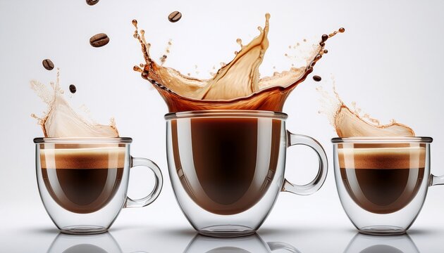 elixir of creativity a coffee cups dance on a white or clear surface white background