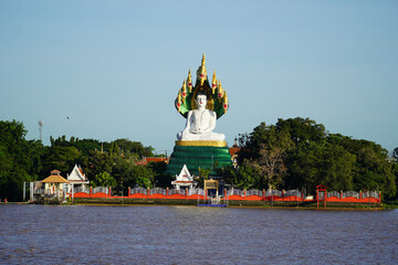 Buddha attitude of meditation protected cover head by mythical serpent or Naga Prok for thai people...