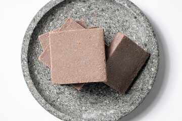 Traditional Indonesian Shrimp Paste Terasi on Mortal Stone
