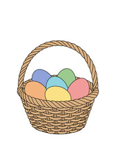 A woven basket overflowing with colorful easter eggs a festive spring holiday celebration