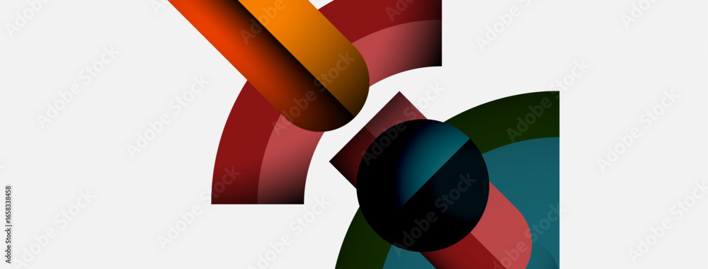Aufkleber abstract shapes overlap, creating dynamic composition. colors blend, forming modern visual experienc