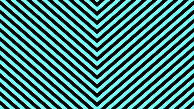 Cyan and Black Geometric Chevron Diagonal Stripes Loop Description: A vibrant cyan and black 2D animation with diagonal stripes in a recurring chevron pattern. This clean, modern background is designe