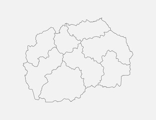 Map of country North Macedonia divided on regions