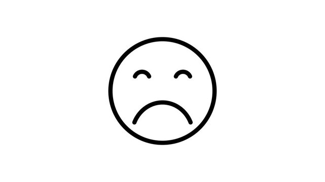 Set of Sad Emojis animation. Emotional rating sad faces set. A smiley face with a closed eyes, Expressionless emoji Outline Colorful smileys user experience icon Animation
