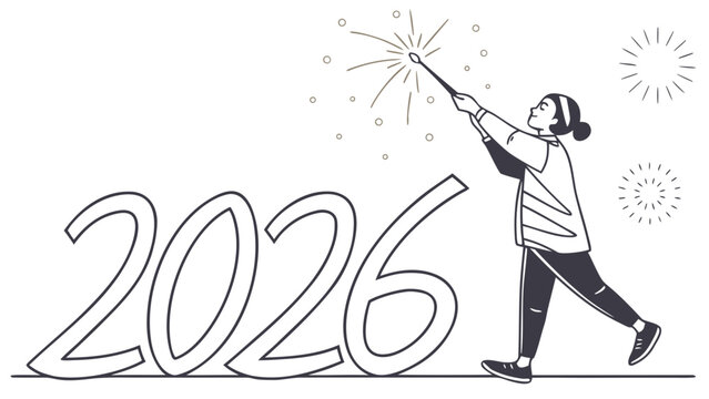 person lighting sparkler 2026 new year celebration clip art preview
