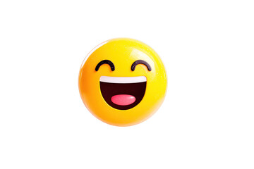 Fototapeta premium Bright Yellow Smiley Face Emoji with Wide Happy Expression on Transparent Background